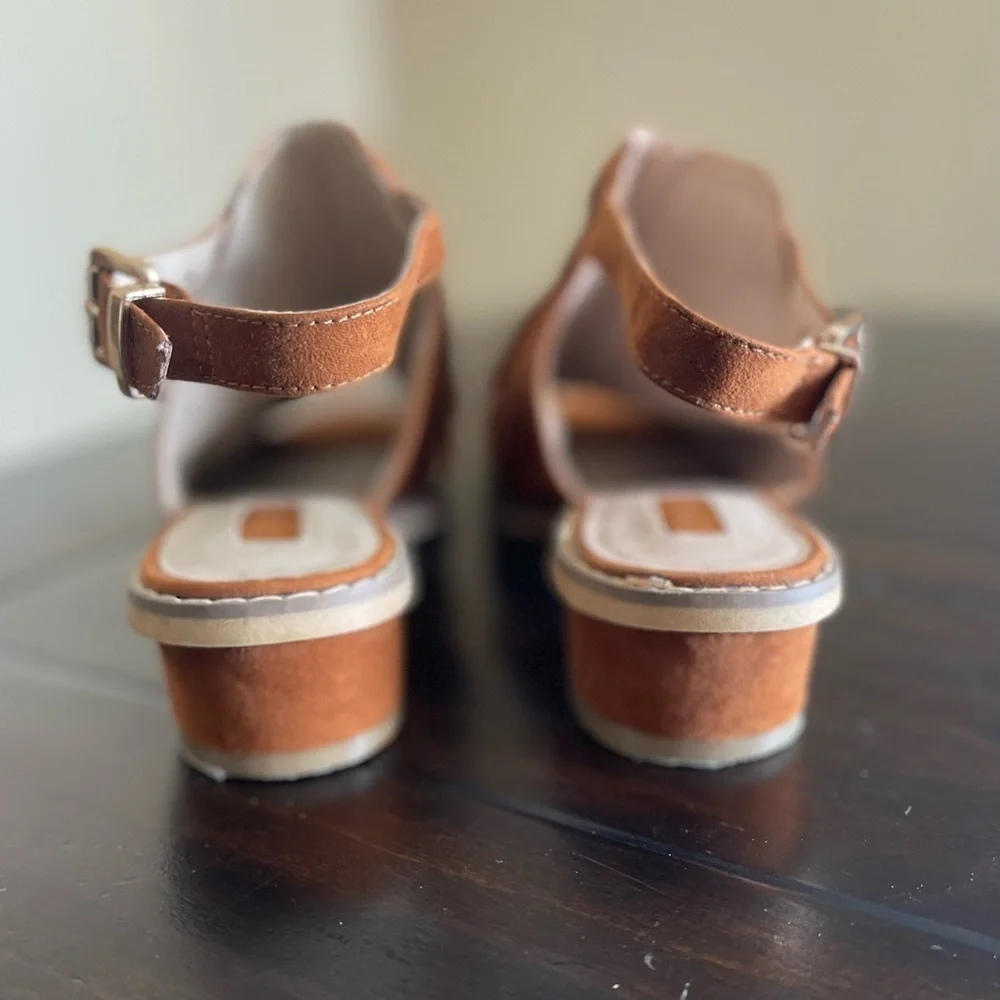 TOPSHOP Faux Suede Boho Fringe Open Peep Toe Heeled Sandals